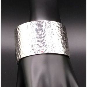 Trifari Bracelet Vintage Cuff Hammered Silver Tone Egyptian Revival Retro Signed